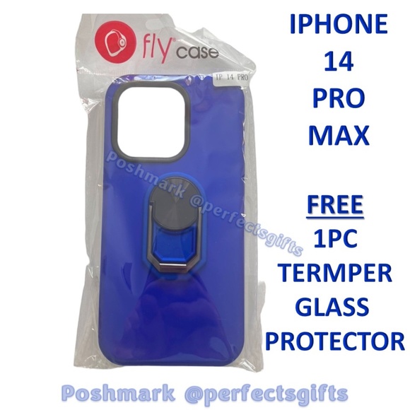iPhone 14 Pro Max Case with Ring Stand Blue Color NEW - Picture 1 of 4